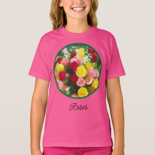 Roze Bouquet schilderen - Kute Original Flower Art T-shirt (Voorkant)