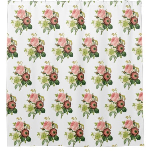 Roze  Bouquet Shower Curtain Douchegordijn (Voorkant)