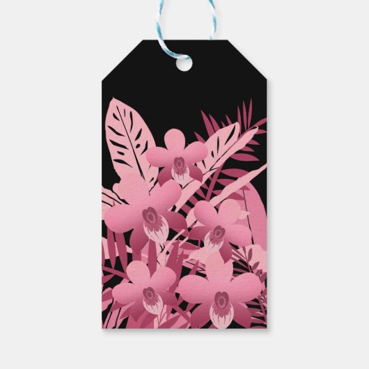 Roze bouquet tropisch cadeaulabel (Achterkant)