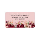 Roze Bourgogne Bloem Botanisch Dames Etiket (Voorkant)