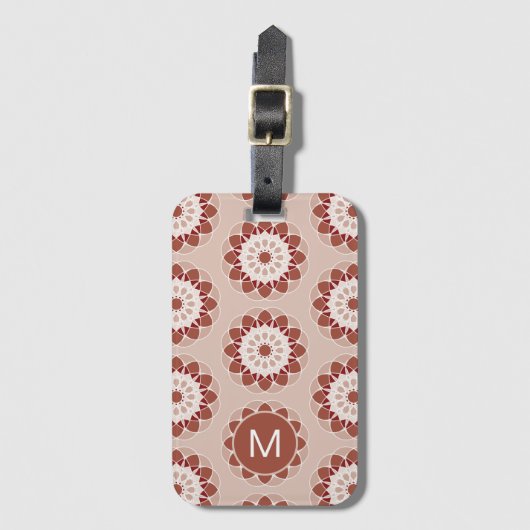 Roze Bourgogne Bloem Motief Monogram Bagagelabel (Voorkant (verticaal))