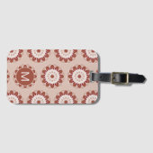 Roze Bourgogne Bloem Motief Monogram Bagagelabel (Voorkant (horizontaal))