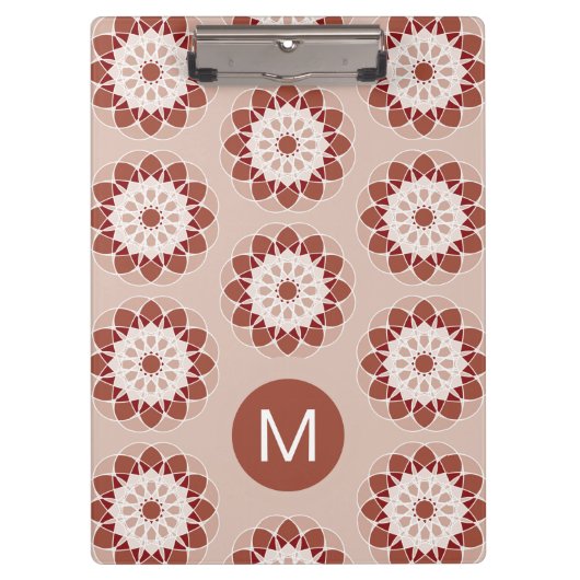 Roze Bourgogne Bloem Motief Monogram Klembord (Voorkant)