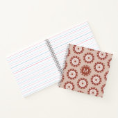 Roze Bourgogne Bloem Motief Monogram Notitieboek (Binnen)