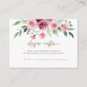 Roze Bourgogne Bloemen Baby shower Luier Raffle Informatiekaartje (Voorkant)