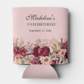 Roze Bourgogne Bloemen Vrouwen 50e Verjaardag Blikjeskoeler (Achterkant)