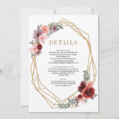 Roze Bourgogne Bloemengoud Alles in één bruiloft Kaart (Achterkant)
