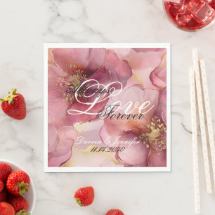 Roze Bourgogne Blush Bloemen Liefde Trouwen Servet