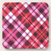 Roze Bourgogne Diagonaal Plaid Tartan Check Bier Onderzetter (Voorkant)