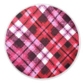 Roze Bourgogne Diagonaal Plaid Tartan Check Keramische Knop (Voorkant)