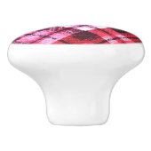 Roze Bourgogne Diagonaal Plaid Tartan Check Keramische Knop (Zijkant)