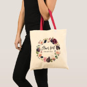 Roze, Bourgogne en bloemmeisje met vijgenbloem Tote Bag (Voorkant (product))