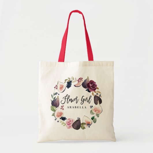 Roze, Bourgogne en bloemmeisje met vijgenbloem Tote Bag (Voorkant)
