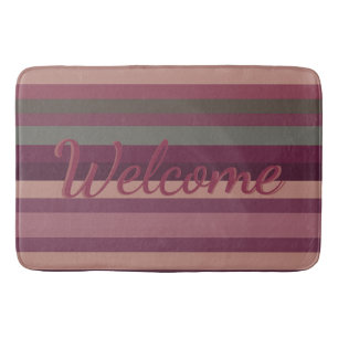 Roze Bourgogne en Green Modern Stripe Badmat