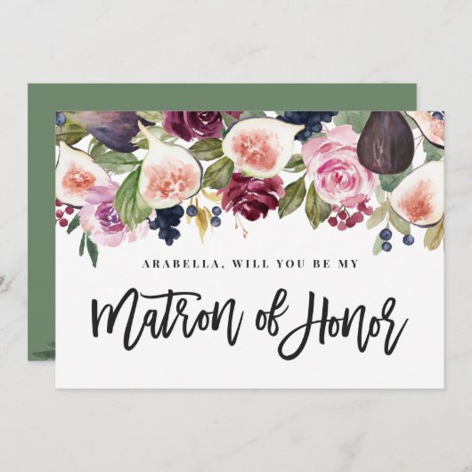 Roze, Bourgogne en vijgenflorale matron (Voorkant / Achterkant)