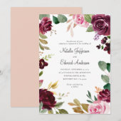 Roze, Bourgogne gedempt groen en vijgenbloemig huw (Voorkant / Achterkant)