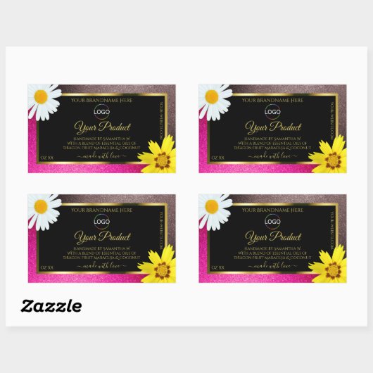 Roze Bourgogne Glitter Black Product Labels Logo (Vel)