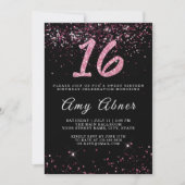 Roze Bourgogne Glitter Sparkles 16 Birthday Kaart (Voorkant)