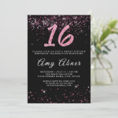 Roze Bourgogne Glitter Sparkles 16 Birthday Kaart (Staand voorkant)