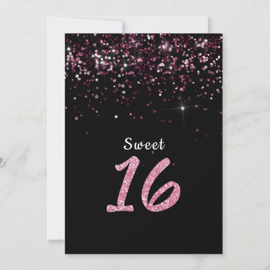Roze Bourgogne Glitter Sparkles 16 Birthday Kaart (Achterkant)