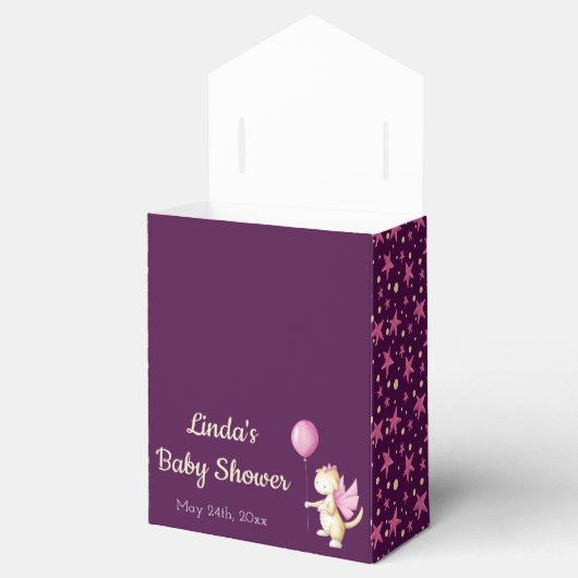 Roze Bourgogne Leuke Dragon Meisje Baby shower Bedankdoosjes (Geopend)
