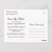 Roze Bourgogne Moody Floral Save the Date Briefkaa Briefkaart (Achterkant)