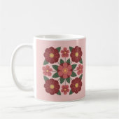 Roze Bourgogne Rode Bloemen Mok (Links)