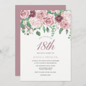 Roze Bourgogne Roos 17e 18e verjaardag Kaart (Voorkant / Achterkant)