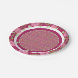 Roze Bourgogne Roos en groenboek Borden Papieren Bordje