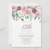 Roze Bourgogne Rozen 12e 13e verjaardag Kaart (Voorkant)