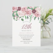 Roze Bourgogne Rozen 12e 13e verjaardag Kaart (Staand voorkant)