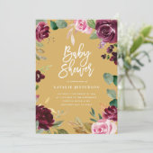 Roze, Bourgogne, + waterverf flora en script (Staand voorkant)