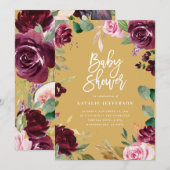 Roze, Bourgogne, + waterverf flora en script (Voorkant / Achterkant)