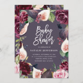 Roze, Bourgogne, + waterverf flora en script (Voorkant / Achterkant)