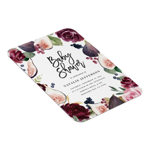 Roze, Bourgogne, + waterverf flora en script Magneet (Rechterzijde)