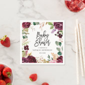 Roze, Bourgogne, + waterverf flora en script Servet (Insitu)