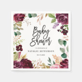 Roze, Bourgogne, + waterverf flora en script Servet (Voorkant)