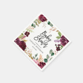 Roze, Bourgogne, + waterverf flora en script Servet (Hoek)