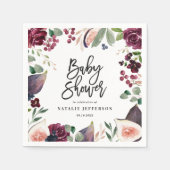 Roze, Bourgogne, + waterverf flora en script Servet (Voorkant)