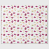Roze Bourgogne Waterverf Floral Cadeaupapier (Vlak)