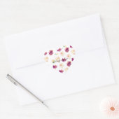 Roze Bourgogne Waterverf Floral Hart Sticker (Envelop)