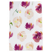 Roze Bourgogne Waterverf Floral Medium Cadeauzakje (Achterkant)