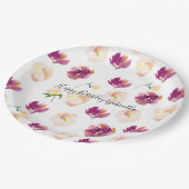 Roze Bourgogne Waterverf Floral Papieren Bordje (Gekanteld)