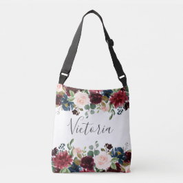 Roze Bourgondië Bloem Bruidsfeest Cadeau Crossbody Tas
