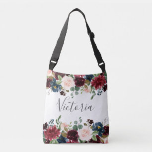 Roze Bourgondië Bloem Bruidsfeest Cadeau Crossbody Tas