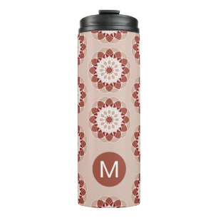 Roze Bourgondië Bloem Motief Monogram Thermosbeker