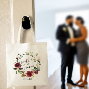 Roze Bourgondië bloemenkrans moeder van de bruideg Tote Bag