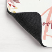 Roze Bourgondië Bloemrijke Script Monogram  Muismat (Hoek)