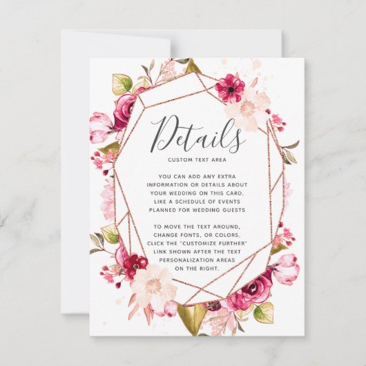 Roze Bourgondië Geometrische Terrarium Huwelijksde Kaart (Voorkant)