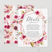 Roze Bourgondië Geometrische Terrarium Huwelijksde Kaart (Voorkant / Achterkant)